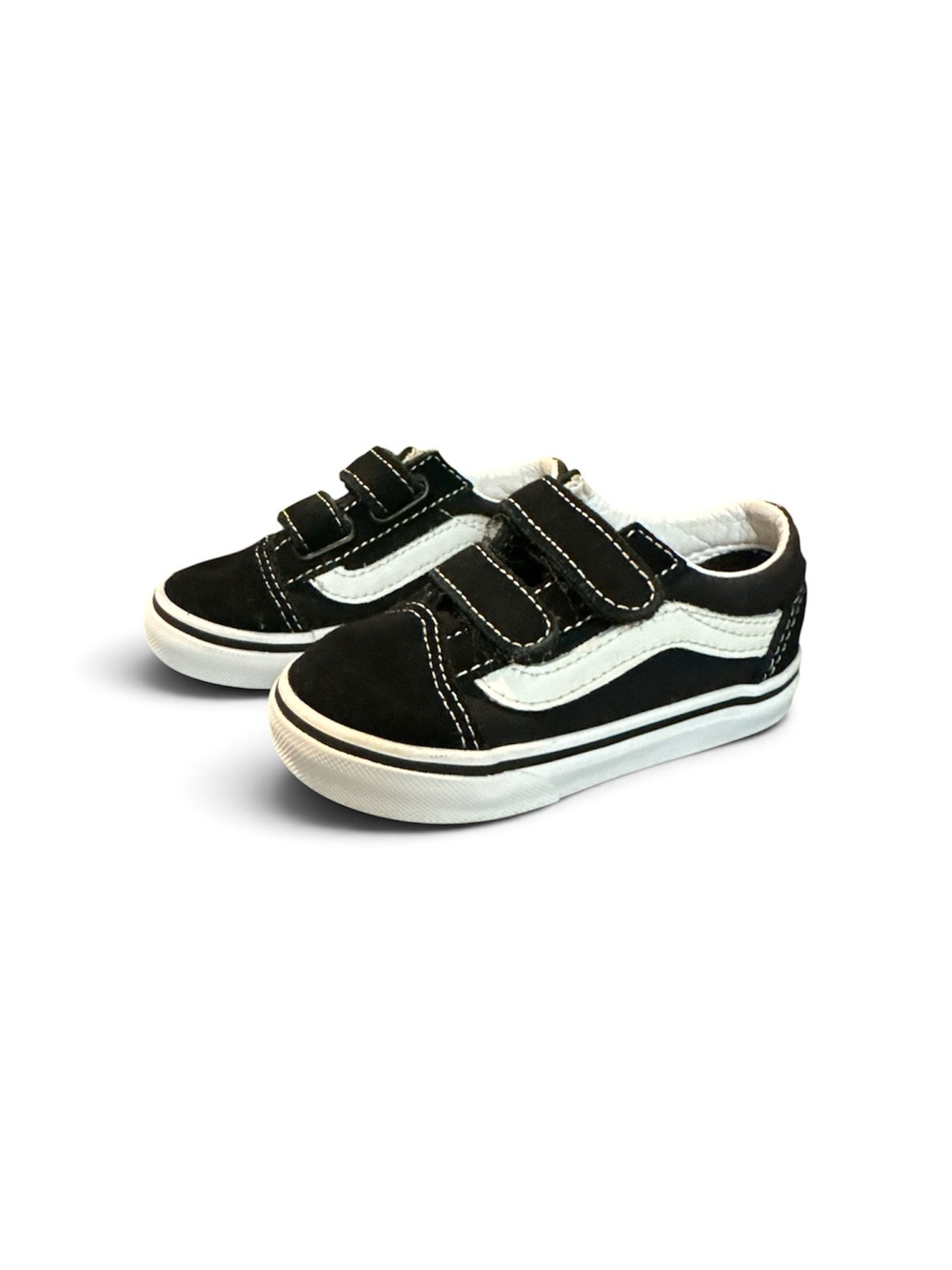 Vans Kids Black and White Velcro Skate Sneakers